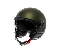MOMODESIGN - FGTR EVO E2206, Casco Jet con Visiera Parasole, Casco Aperto per Moto e Scooter, per Uomo e Donna, Verde Opaco/Nero, L