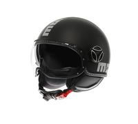 MOMODESIGN - FGTR EVO E2206, Casco Jet con Visiera Parasole, Casco Aperto per Moto e Scooter, per Uomo e Donna, Nero Opaco/Silver, S