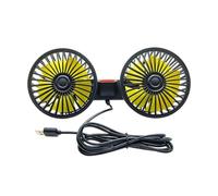 MOMOHCHGBT VentolaRaffreddamento Doppia Auto Ventilatore Raffreddamento Schienale Sedile A 360 ° A 3 velocità Carica USB Dispositivo Collo con Rotazione Regolabile A Doppia Testa(Yellow)