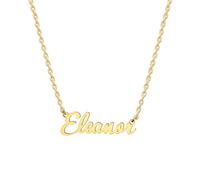MOMOL Collana con nome in acciaio inossidabile placcata oro 18 carati personalizzata personalizzata con nome collana personalizzata con targhetta per le donne, Small, Placcato oro, Nessuna pietra