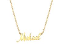 MOMOL Collana con nome in acciaio inossidabile placcata oro 18 carati personalizzata personalizzata con nome collana personalizzata con targhetta per le donne, Small, Placcato oro, Nessuna pietra