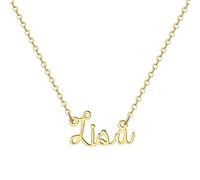 MOMOL Collana con nome in acciaio inossidabile placcata oro 18 carati personalizzata personalizzata con nome collana personalizzata con targhetta per le donne, Metallo, Nessuna pietra preziosa