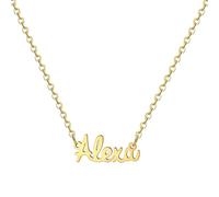MOMOL Collana con nome in acciaio inossidabile placcata oro 18 carati personalizzata personalizzata con nome collana personalizzata con targhetta per le donne, Acciaio inossidabile, Nessuna pietra