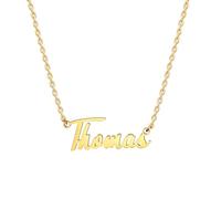 MOMOL Collana con nome in acciaio inossidabile placcata oro 18 carati personalizzata personalizzata con nome collana personalizzata con targhetta per le donne, Small, Placcato oro, Nessuna pietra