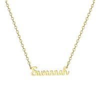 MOMOL Collana con nome in acciaio inossidabile placcata oro 18 carati personalizzata personalizzata con nome collana personalizzata con targhetta per le donne, Metallo, Nessuna pietra preziosa
