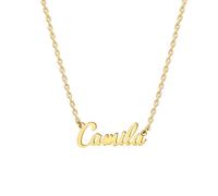 MOMOL Collana con nome in acciaio inossidabile placcata oro 18 carati personalizzata personalizzata con nome collana personalizzata con targhetta per le donne, Small, Placcato oro, Nessuna pietra