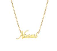 MOMOL Collana con nome in acciaio inossidabile placcata oro 18 carati personalizzata personalizzata con nome collana personalizzata con targhetta per le donne, Small, Placcato oro, Nessuna pietra