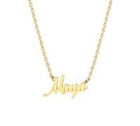 MOMOL Collana con nome in acciaio inossidabile placcata oro 18 carati personalizzata personalizzata con nome collana personalizzata con targhetta per le donne, Small, Placcato oro, Nessuna pietra