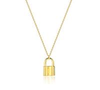 MOMOL Collana da donna con ciondolo a forma di lucchetto in acciaio inox placcato in oro 18 carati, collana con nome personalizzato, Placcato oro, Nessuna pietra preziosa