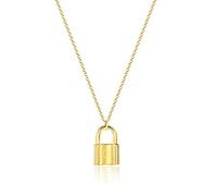 MOMOL Collana da donna con ciondolo a forma di lucchetto in acciaio inox placcato in oro 18 carati, collana con nome personalizzato, Placcato oro, Nessuna pietra preziosa