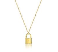 MOMOL Collana da donna con ciondolo a forma di lucchetto in acciaio inox placcato in oro 18 carati, collana con nome personalizzato, Placcato oro, Nessuna pietra preziosa