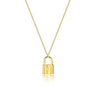 MOMOL Collana da donna con ciondolo a forma di lucchetto in acciaio inox placcato in oro 18 carati, collana con nome personalizzato, Placcato oro, Nessuna pietra preziosa