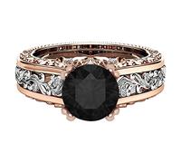 Momolaa Anelli A Clip Regalo di separazione dell'anello della lega Anelli dell'anello dei gioielli della rosa di colore delle signore placcati oro Libro Portatore Di Anelli (Black, 5)