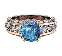 Momolaa Anelli A Clip Regalo di separazione dell'anello della lega Anelli dell'anello dei gioielli della rosa di colore delle signore placcati oro Libro Portatore Di Anelli (Blue, 5)