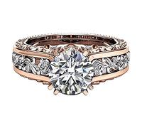 Momolaa Anelli A Clip Regalo di separazione dell'anello della lega Anelli dell'anello dei gioielli della rosa di colore delle signore placcati oro Libro Portatore Di Anelli (White, 9)