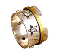 Momolaa Anelli Alla Rinfusa Anello a stella a mano Gioielli vintage Pietre di luna Anello in argento Anelli vintage girevoli Anello Luminoso A Led 18 Pollici (B, One Size)