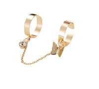 Momolaa Anelli anello con anello punk a catena con apertura regolabile in stile Suoneria Campanello 2 Batteria (Gold, One Size)