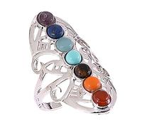 Momolaa Anelli Arcobaleno Dimensioni Anello Anello Creatives Gemstone Elementss Seven Planet Chakra Anelli regolabili Anello Nasale Magnetico Del Setto (1-Multicolor, One Size)