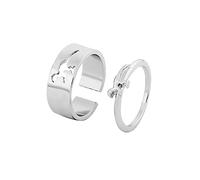 Momolaa Anelli creativi di dinosauro con coppia e anello di fidanzamento per Fare Anelli (Silver, One Size)