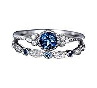 Momolaa Anelli Da Dentizione per Cani 1 set di moda Anelli Diamond Size 6 Coppia di gioielli da donna Anelli per anelli Anelli Impilabili per Ragazze Adolescenti (Blue, 6)