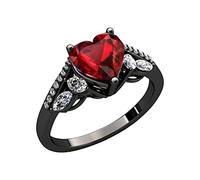 Momolaa Anelli da donna con da sposa Anelli da regalo in lega di gioielli con zirconi 6-10 anelli Anelli Di Figura per Adulti Donne (Black, 8)