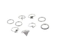 Momolaa Anelli Della Lingua per Il Sesso 8 pezzi Cat Love Ear Ring Spray 8- Joint Ring Ring Flower Piece Rings Anello in Ceramica (Silver, One Size)