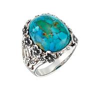 Momolaa Anelli Di Crostata Anello turchese retrò personalità regalo argento donne e anello anello antico design creativo uomini anello anelli semplici Anello Magnetico per Cellulare (A, One Size)