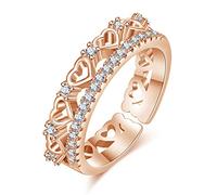 Momolaa Anelli Di Perline Love Copper Index Small Sweet Open Zircon Fresh Ring Finger Anelli intarsiati Telecamera A Campana (Gold, One Size)