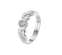 Momolaa Anelli Di Plastica Anello aperto Fashion Devil Luxury Angel Devil Angel Anello regolabile Anello indice Anello luminoso Anelli personalizzati Kit Di Anelli (Silver, One Size)