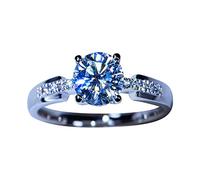 Momolaa Anelli Di Silicio per Lei Anello da donna lucido con zirconi e diamanti personalizzati Anello di fidanzamento principessa Anello in Argento (F-Silver, 9)