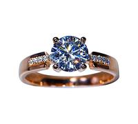 Momolaa Anelli Di Silicio per Lei Anello da donna lucido con zirconi e diamanti personalizzati Anello di fidanzamento principessa Anello in Argento (F-Rose Gold, 10)