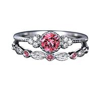 Momolaa Anelli Di Torta 5-10 1 Anelli Set di dimensioni da donna Anello con diamanti alla moda Coppia Anelli per coppie di gioielli Anello Nasale Da 20 G (Pink, One Size)