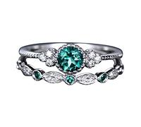 Momolaa Anelli Di Torta 5-10 1 Anelli Set di dimensioni da donna Anello con diamanti alla moda Coppia Anelli per coppie di gioielli Anello Nasale Da 20 G (Green, One Size)