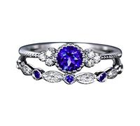 Momolaa Anelli Di Torta 5-10 1 Anelli Set di dimensioni da donna Anello con diamanti alla moda Coppia Anelli per coppie di gioielli Anello Nasale Da 20 G (Blue, One Size)