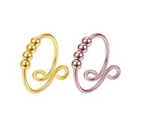 Momolaa Anelli Occidentali Di Ansia Girevole 2 Anelli E Un Anelli Anelli A Spirale In Argento Pezzi Anelli Kit O Ring Faccia Piatta (Gold,Pink, One Size)