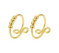 Momolaa Anelli Occidentali Di Ansia Girevole 2 Anelli E Un Anelli Anelli A Spirale In Argento Pezzi Anelli Kit O Ring Faccia Piatta (Gold, One Size)