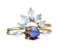 Momolaa Anelli per Il Naso A Clip 2 in 1 Anelli Gioielli da donna Elegante pietra preziosa Anello d'amore Decorazioni per feste Ornamenti Suona Il Campanello 2020 (Blue, 7)