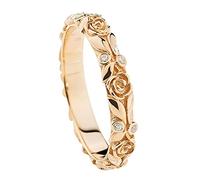 Momolaa Anelli per in Titanio Anelli di fiori da donna con diamanti alla moda da sposa Anelli romantici con rose di fidanzamento squisiti Anello Di Cristallo Grezzo (F, One Size)