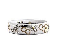 Momolaa & Anelli Retro Argento Carino per le Donne Argento Strass 925 Anelli Ape Esagonali Anello Di Girasole (Silver, 7)