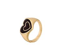 Momolaa Anello a fascia semplice Love Heart Jewelry Cute Double For Women Ring Finger Girl Set Di Pinze per Anelli Elastici (Black, One Size)