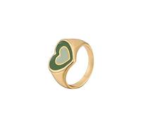 Momolaa Anello a fascia semplice Love Heart Jewelry Cute Double For Women Ring Finger Girl Set Di Pinze per Anelli Elastici (Green, One Size)