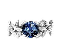 Momolaa Anello Di Stelle Diamond Gift Floral Wedding Leaf Flower Rings Anelli d'argento da donna Vine Anelli Economici Sotto I 2 Dollari (F, One Size)