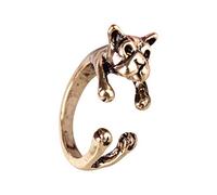 Momolaa Anello d'oro dell'annata dell'animale del cane Anelli dell'anello regolabili di modo dell'involucro antico Set Di Anelli per Gli Uomini (Gold, One Size)
