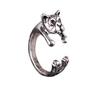 Momolaa Anello d'oro dell'annata dell'animale del cane Anelli dell'anello regolabili di modo dell'involucro antico Set Di Anelli per Gli Uomini (Silver, One Size)