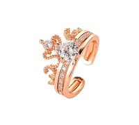 Momolaa Anello Fallico Anello regolabile regalo Princess Crown Queen Ring Anelli di apertura Anelli Lunghi (Rose Gold, One Size)