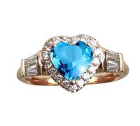 Momolaa Anello Vergine Gemstone Birthstone Zaffiro Dichiarazione Anelli di fidanzamento per le donne Anniversario Anelli di promessa per lei Anelli Di Torta per La Cottura (Sky Blue, 10)