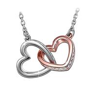 Momolaa Bagliore Collane E Bracciali Party Pack Love Rose Collana Doppio Anello Oro Tono Argento Cuore Cuore E Ciondolo Clavicola Rame Due Collane E Collana A Spina Di Pesce in Oro per