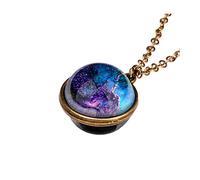 Momolaa Chiusure E Chiusure Della Collana Magnetica Planet Dome Sided Double The System Galaxy Glass Glow In Dark Collana Ciondolo Collane e ciondoli Collane Iniziali in Argento (B, One Size)
