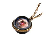 Momolaa Chiusure E Chiusure Della Collana Magnetica Planet Dome Sided Double The System Galaxy Glass Glow In Dark Collana Ciondolo Collane e ciondoli Collane Iniziali in Argento (L, One Size)