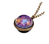 Momolaa Chiusure E Chiusure Della Collana Magnetica Planet Dome Sided Double The System Galaxy Glass Glow In Dark Collana Ciondolo Collane e ciondoli Collane Iniziali in Argento (D, One Size)